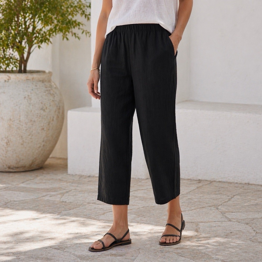 NEW Gap Relaxed Linen Blend Crop Pants Capsule Resort Travel Lightweight XS